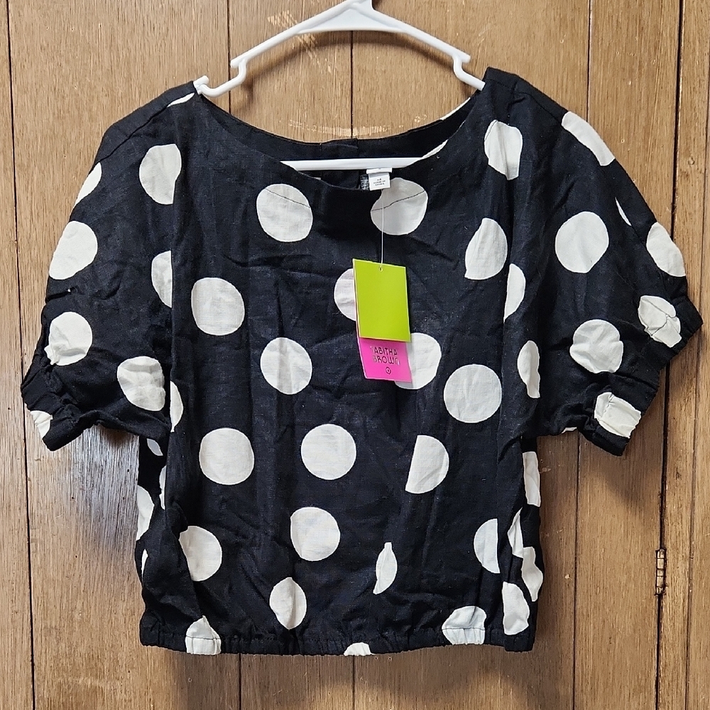 Tabitha Black and White Boxy Polka Dot Blouse